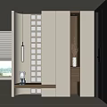 Modern Minimalist Shoe Cabinet Interior With Integrated Lighting Vase And Small Decorations