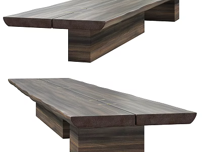 Solid Wooden Bench With Natural Wood Grain And Modern Simple Design 3d model