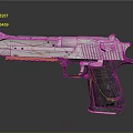 Modern Futuristic Pistol With Metallic Silver Finish Black Grip Yellow Accents And Detailed Design Elements