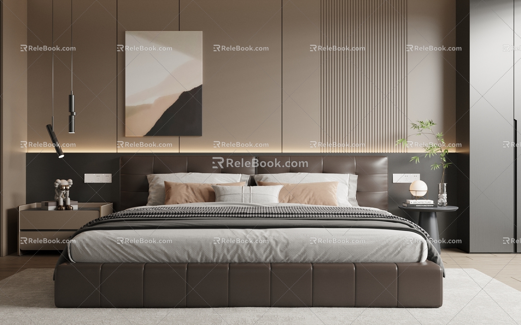 Modern Italian Double Bed 3d model