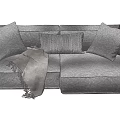 Cozy Modern Gray Two Seater Sofa With Plush Pillows And Soft Blanket