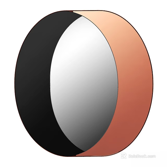 Circular Mirror With Black White Copper Segmented Design For Modern Home Decor 3d model
