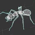Detailed 3D Model of an Ant with Long Antennae Segmented Legs and Brown Mandibles