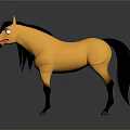 Cartoon Yellow Horse With Black Mane Tail And Legs On Dark Background