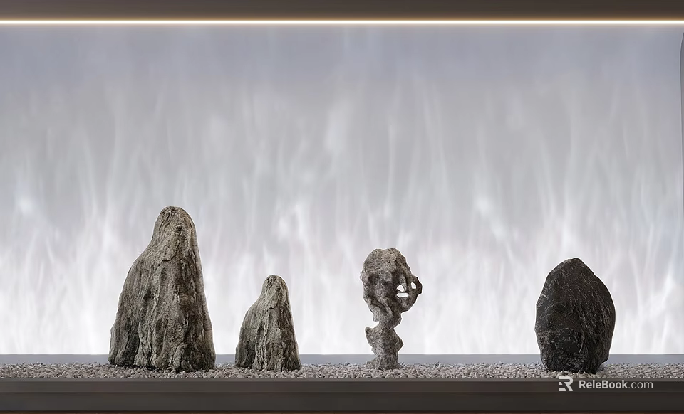 Wall Washer Light Generating Gentle Glow On Wall With Ornamental Rocks And Sand 3d model 