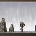 Wall Washer Light Generating Gentle Glow On Wall With Ornamental Rocks And Sand
