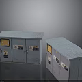 Gray Metal Electrical Equipment Cabinets With Warning Signs And Safety Labels