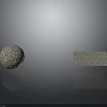 Wooden Stone Sphere and Square Slab with Textured Surface and Reflection on Gray Background