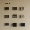 Various Wall Mounted Ventilation Grilles With Different Patterns And Metal Finishes 3d model
