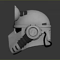 Tactical White Helmet With Circular Device Visor And Side Details Design 3d model