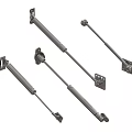 Metal Gas Struts Support Rods With Adjustable Brackets And Mounting Hardware 3d model