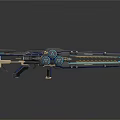 Futuristic Sci Fi Weapon With Blue Glowing Accents And Mechanical Structure