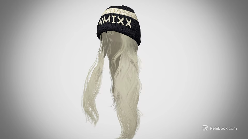 Game and Movie Character With Black Knit Beanie White Lettering MXXX And Light Long Hair 3d model 