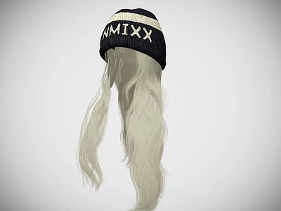 Game and Movie Character With Black Knit Beanie White Lettering MXXX And Light Long Hair 3d model