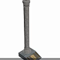 Stone Landscape Column With Decorative Top Statues And Engraved Base