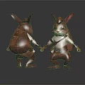 Modern game character rabbit travel rabbit 3d model