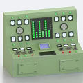 Industrial Control Panel With Multiple Instruments Green Indicator Lights Control Buttons And Digital Display Screen
