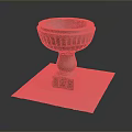 Terracotta Pedestal Basin With Carved Details Placed On Square Mat