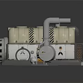 Heavy Duty Mechanical Equipment With Metal Casing Flame Logo Exhaust Pipes And Gear Components