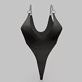 Stylish Black Fitted Bodysuit With Spaghetti Straps And Metal Rings