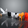 Colorful Origami Style Animal Figurines Arranged In Various Types And Sizes