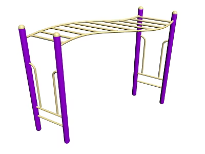 Outdoor Sports Equipment With Purple Posts Yellow Curved Bars For Fitness Training Exercises 3d model