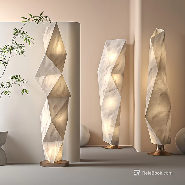Modern Geometric Floor Lamp With Warm Light For Interior Decor 3d model 