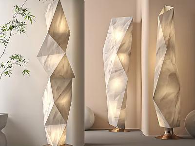 Modern Geometric Floor Lamp With Warm Light For Interior Decor 3d model