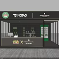 TSINGTAO Beer Booth With Glass Display Cabinets Counter And Lighting Design