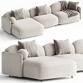 Modern Multi person Sofa With Beige Upholstery And Decorative Cushions Design