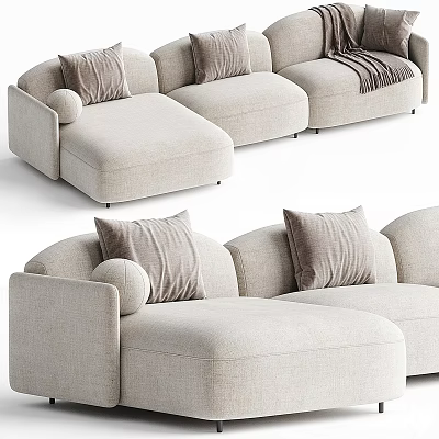 Modern Multi person Sofa With Beige Upholstery And Decorative Cushions Design 3d model