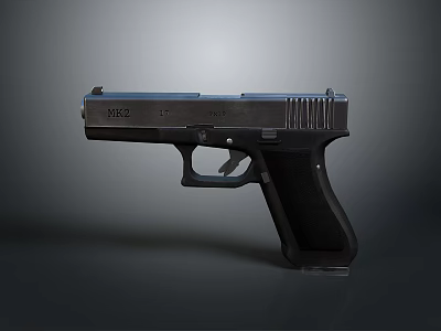 Sleek Black Modern Pistol With Metal Frame Textured Grip And Tactical Design 3d model