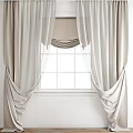 Elegant White Curtains With Sheer Layers And Decorative Valance For Window