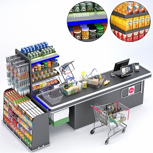 Modern Cashier Supermarket Cashier 3d model