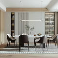 Modern Restaurant Interior With White Dining Table Brown Chairs Pendant Lights And Decorative Plants