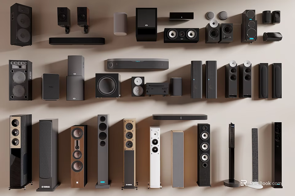 Modern Headphones and Speakers Collection Displaying Multiple Audio Device Types and Designs 3d model 