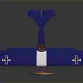 Vintage Blue Biplane Model with Red Wheels Yellow Propeller for Space and Aviation Enthusiasts