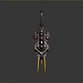 Transparent Monster Model With Yellow Long Horns On Dark Background And Reflection