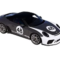 Black And White Sports Car With Number 48 Convertible Top And Alloy Wheels