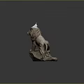 Artistic Stone Lion Statue With Detailed Mane And Standing Pose On Rock Base