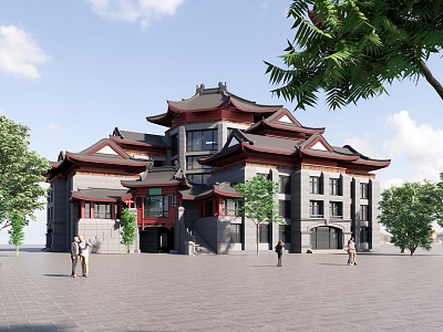 Chinese-style ancient public buildings 3d model