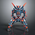 Smart Robot With Blue And Red Mechanical Design Armored Body And Multiple Legs