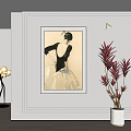 Modern Figure Painting Art Hanging Painting Decorative Painting Ballet Figure Painting Green Plant 3d model