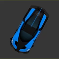 Blue And Black Sleek Sports Car With Rear Spoiler Blue Wheels And Modern Design