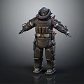A Man in Black Tactical Protective Suit With Helmet Gear Details Standing In 3D Render