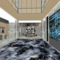 Elegant Modern Front Desk Reception Lobby With Double Height Ceiling And Marble Floor