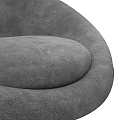 Gray Velvet Leisure Chair With Curved Backrest And Black Metal Legs Modern Style