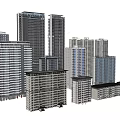 Diverse High-rise Building Models Showcasing Modern Architectural Designs And Various Heights