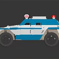 Blue and White Electric Toy Police Car with Flashing Emergency Lights for Kids Playtime Fun