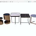Modern Side Tables with Various Designs Marble Tops and Metal Frames 3d model